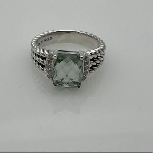 David Yurman Sterling Silver Petite Wheaton Prasiolite Ring size 7